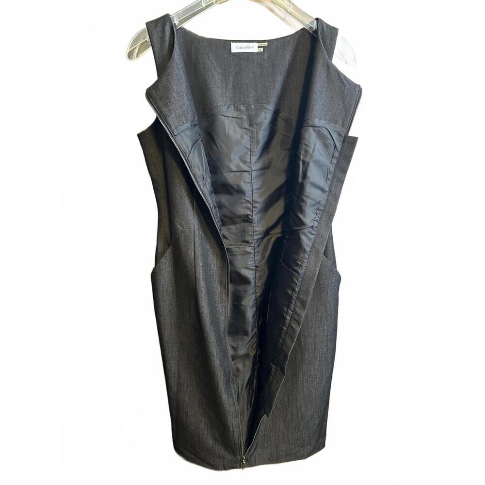 Calvin‎ Klein Sleeveless Dark Gray Sheath Dress Size 6